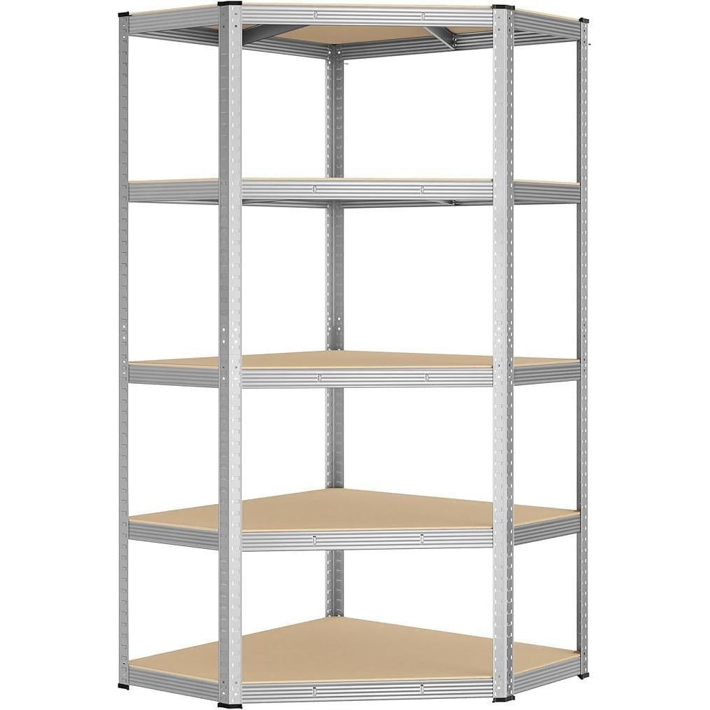 Kutna polica velike nosivosti, 5 razina, 875 kg, 180 x 70 x 40 x 43 cm, srebrna i prirodno bež