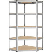 Kutna polica velike nosivosti, 5 razina, 875 kg, 180 x 70 x 40 x 43 cm, srebrna i prirodno bež