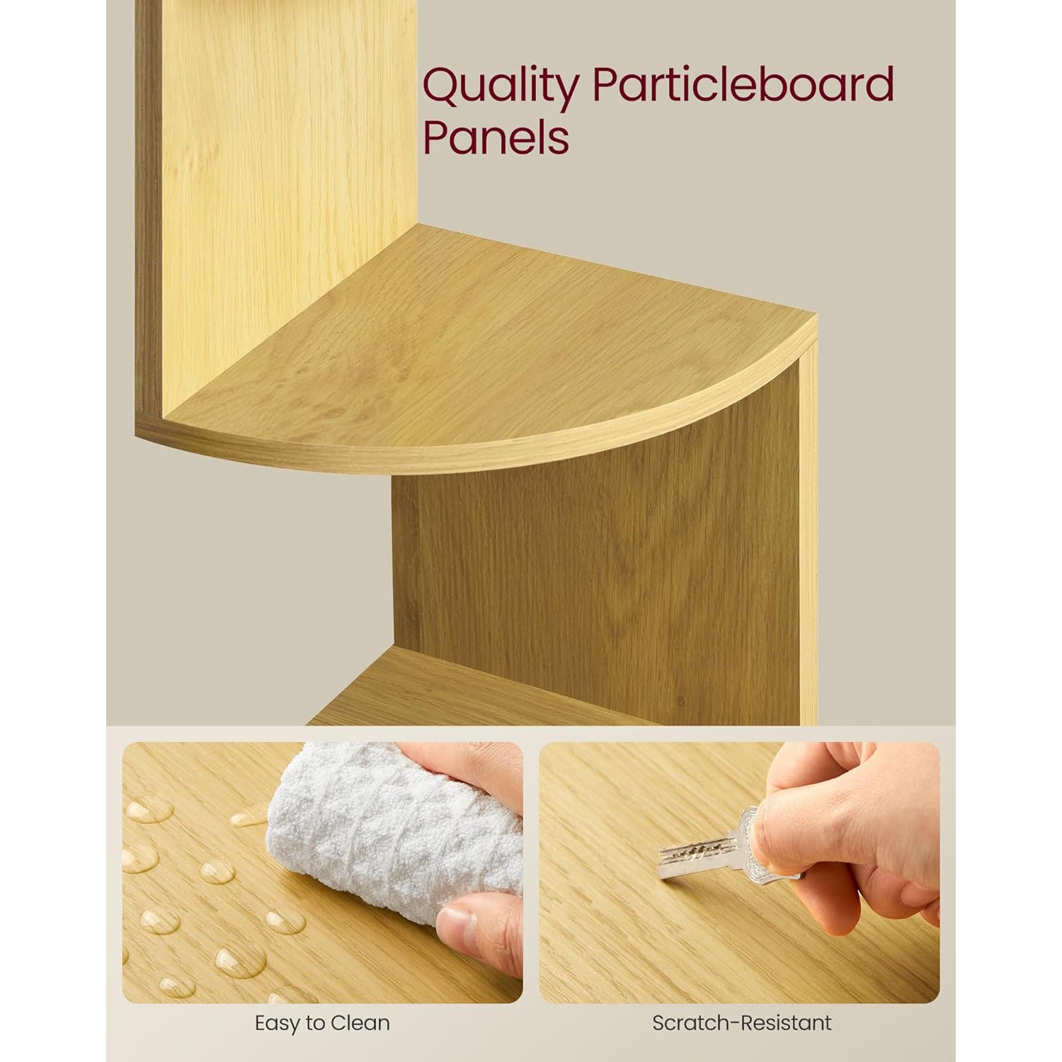 Kutna zidna polica na 5 katova, 20 x 20 x 126 cm, boja prirodnog hrasta | VASAGLE-vitahome.hr