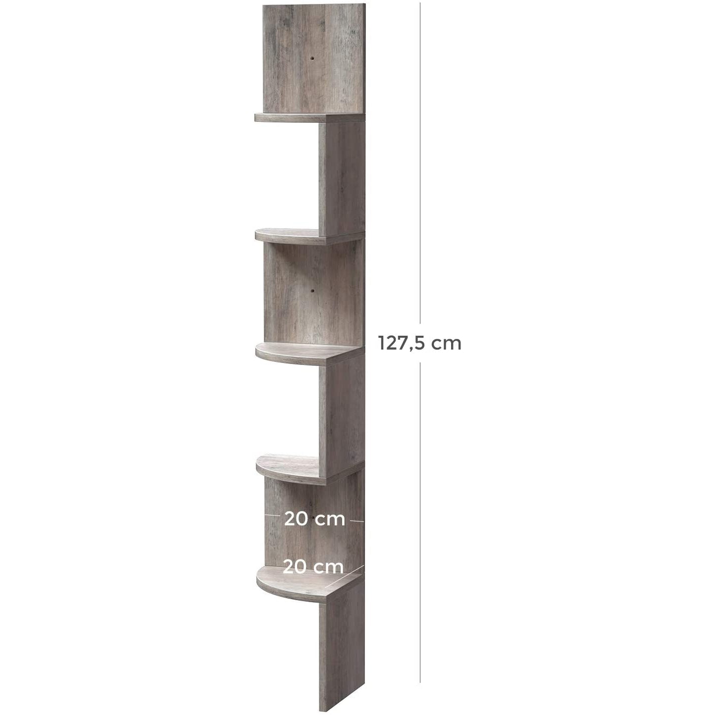 Kutna, zidna polica na 5 razina, cik-cak dizajn, 20 x 20 x 127,5 cm, sivo-bež | VASAGLE-vitahome.hr