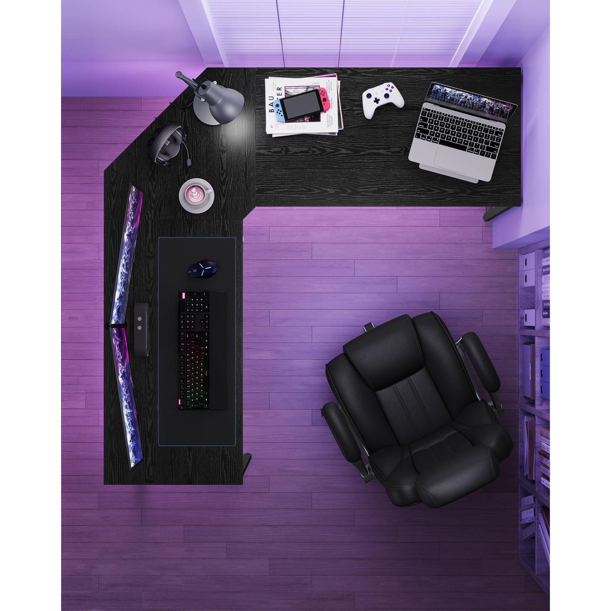 Kutni stol L-oblika, radni stol, gaming stol, 149 x 149 x 76 cm, crne boje | VASAGLE-vitahome.hr