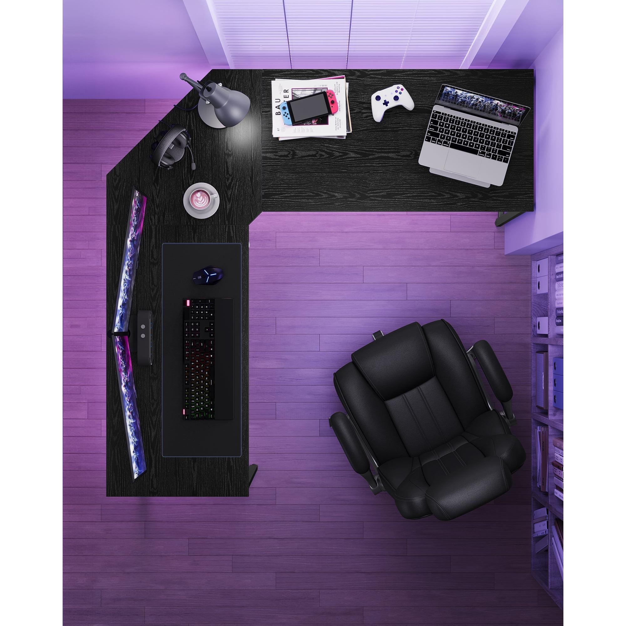 Kutni stol L-oblika, radni stol, gaming stol, 149 x 149 x 76 cm, crne boje | VASAGLE-vitahome.hr