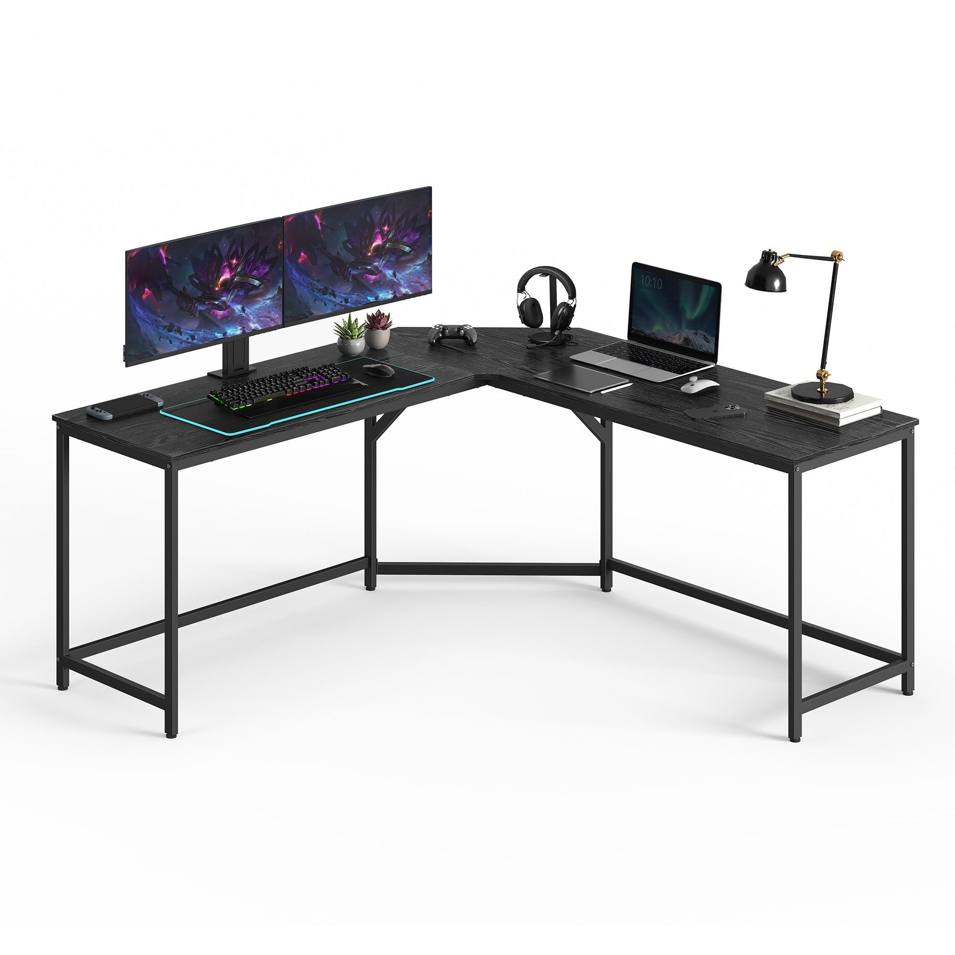 Kutni stol L-oblika, radni stol, gaming stol, 149 x 149 x 76 cm, crne boje | VASAGLE-vitahome.hr