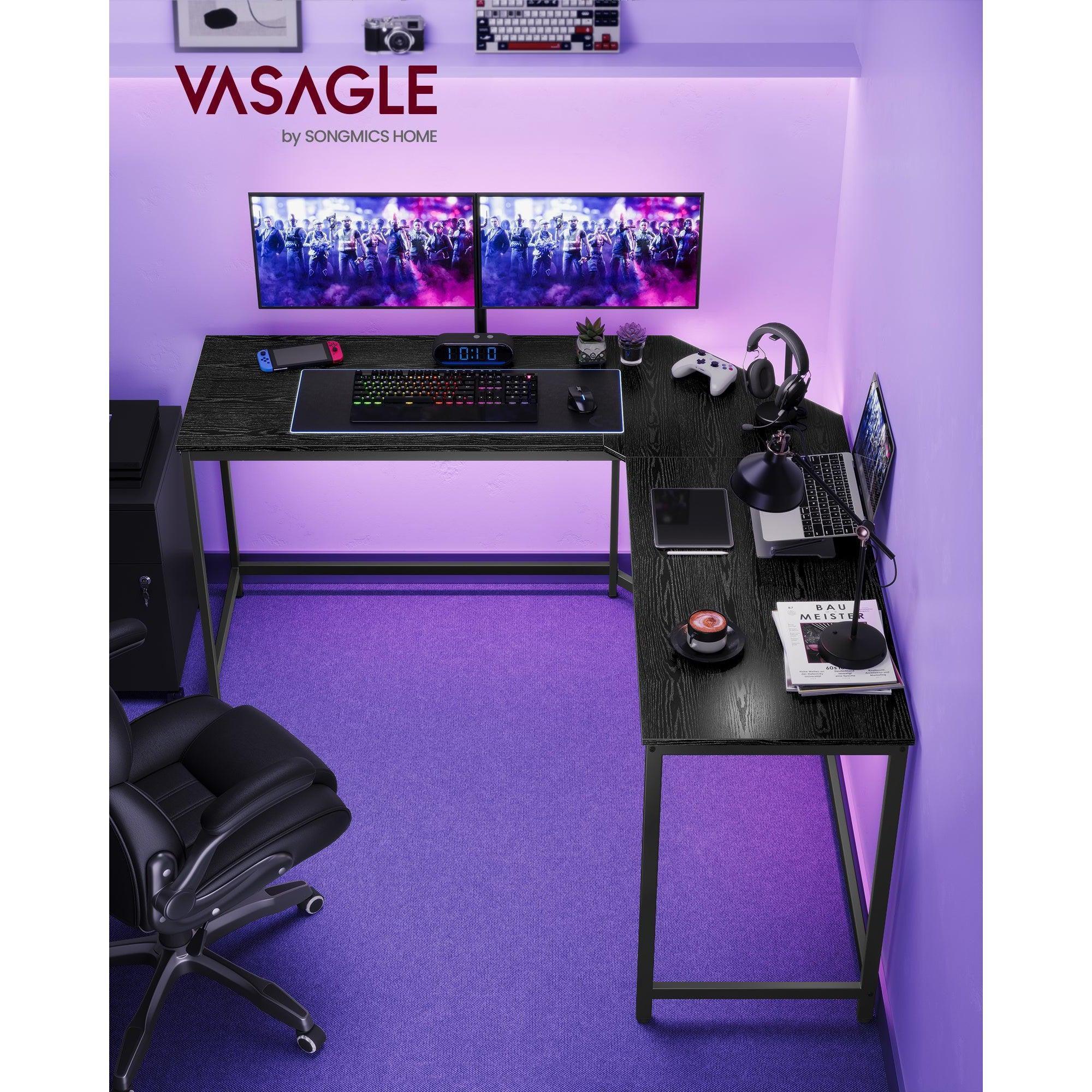 Kutni stol L-oblika, radni stol, gaming stol, 149 x 149 x 76 cm, crne boje | VASAGLE-vitahome.hr