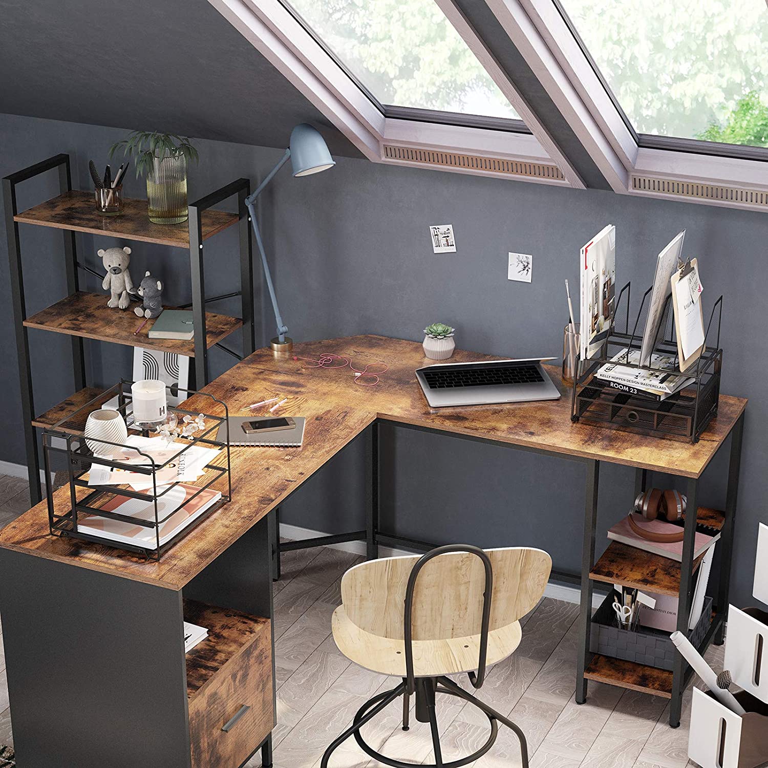 kutni stol, računalni stol u obliku slova L 137 x 150 x 75 cm | Vasagle-vitahome.hr