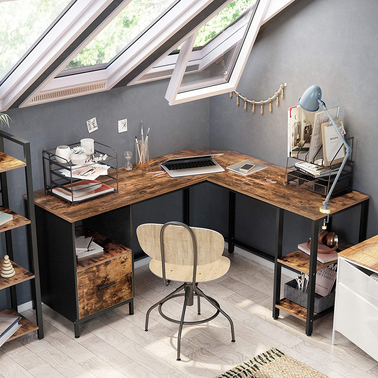 kutni stol, računalni stol u obliku slova L 137 x 150 x 75 cm | Vasagle-vitahome.hr