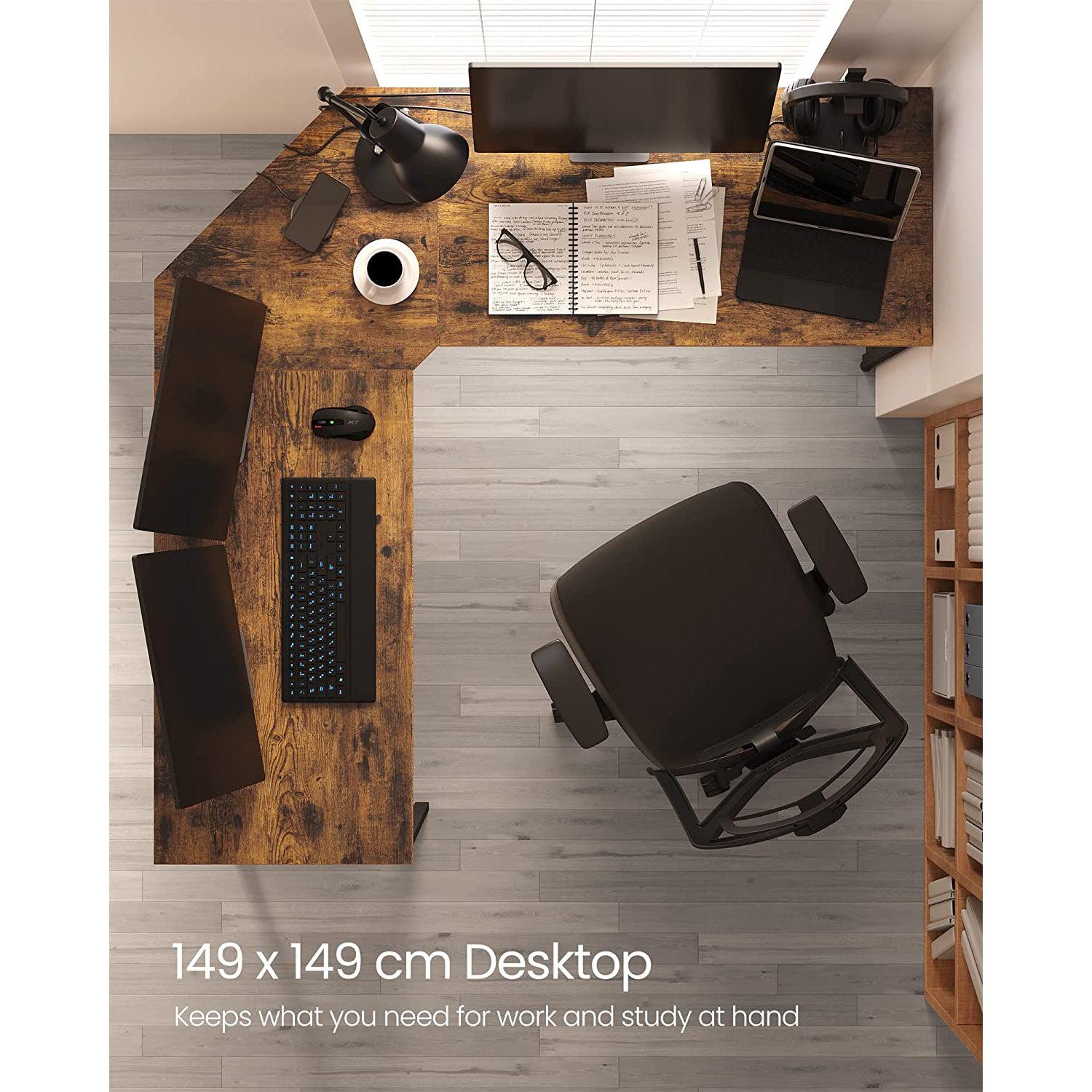 Kutni stol, računalni stol u obliku slova L, uredski stol 149 x 149 x 75 cm | VASAGLE-vitahome.hr