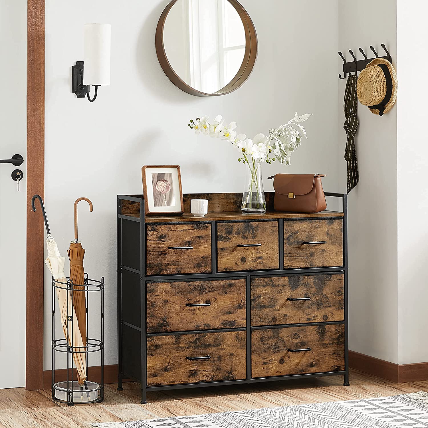 Ladičar od tkanine, komoda, rustikalno smeđa | SONGMICS-vitahome.hr