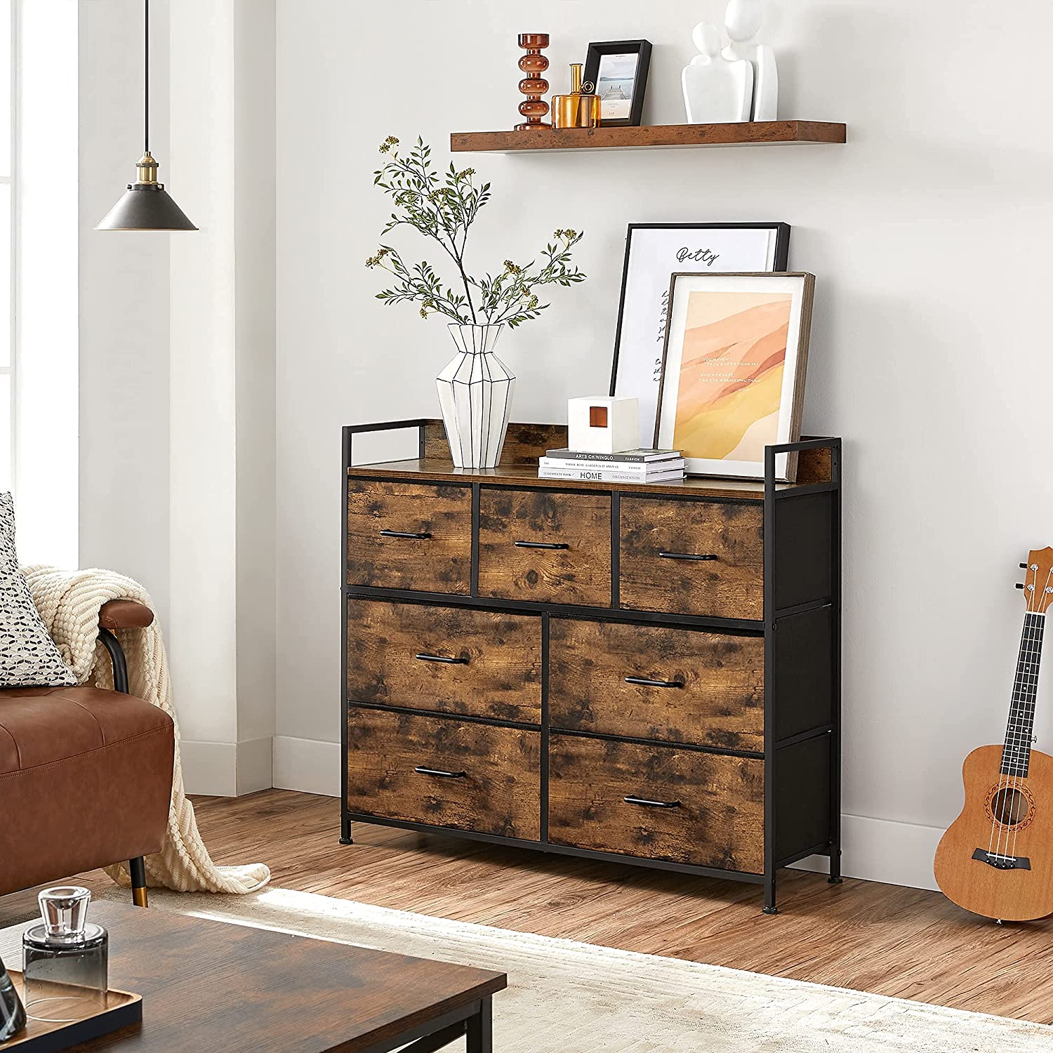 Ladičar od tkanine, komoda, rustikalno smeđa | SONGMICS-vitahome.hr