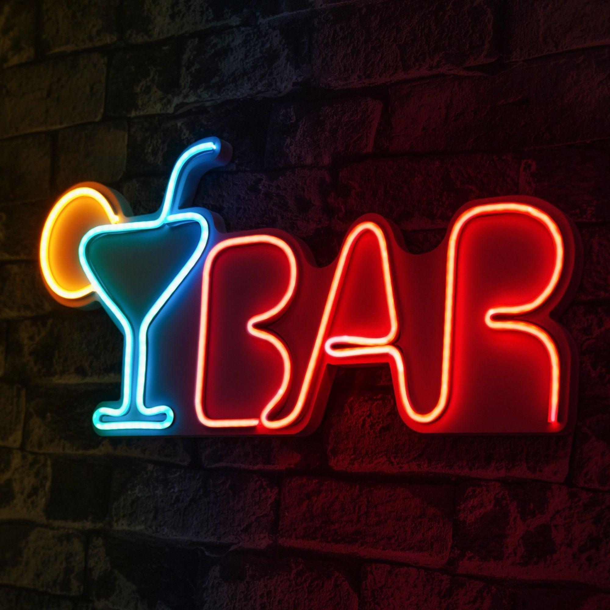 lastična zidna dekoracija s LED rasvjetom, Bar - Multicolor | AG-vitahome.hr