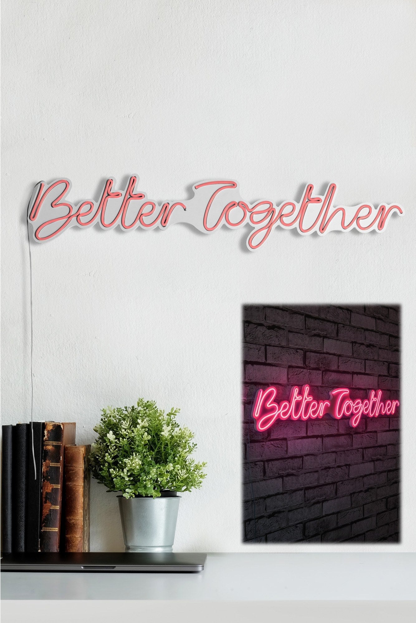 lastična zidna dekoracija s LED rasvjetom, Better Together - Pink | AG-vitahome.hr
