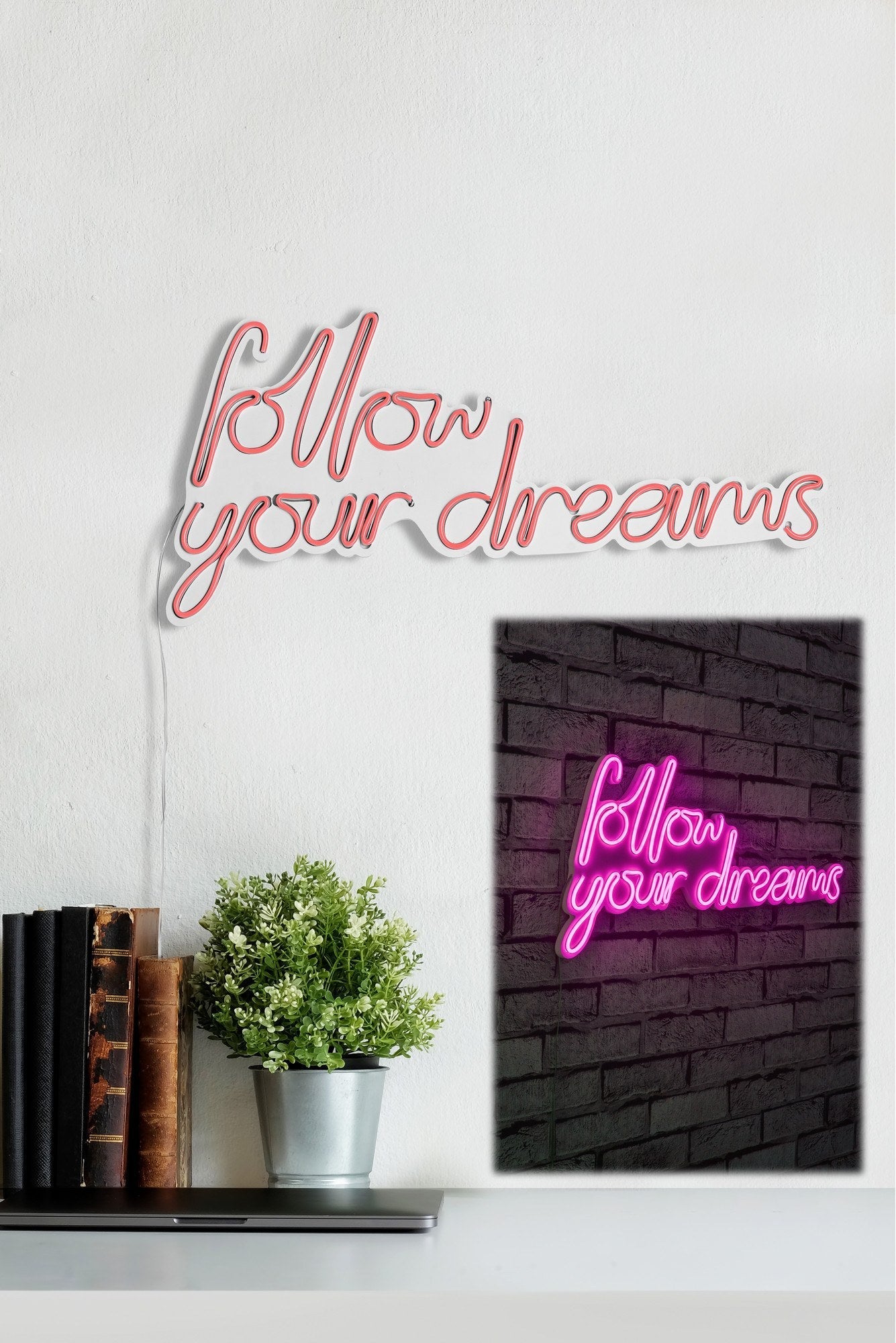 lastična zidna dekoracija s LED rasvjetom, Follow Your Dreams - Pink | AG-vitahome.hr