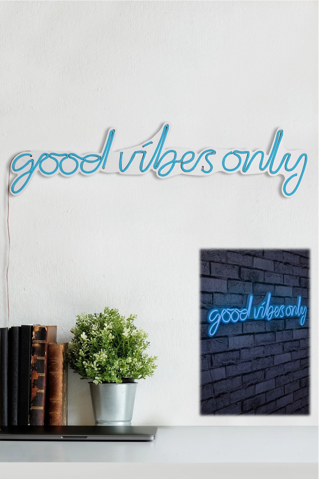lastična zidna dekoracija s LED rasvjetom, Good Vibes Only - Blue | AG-vitahome.hr