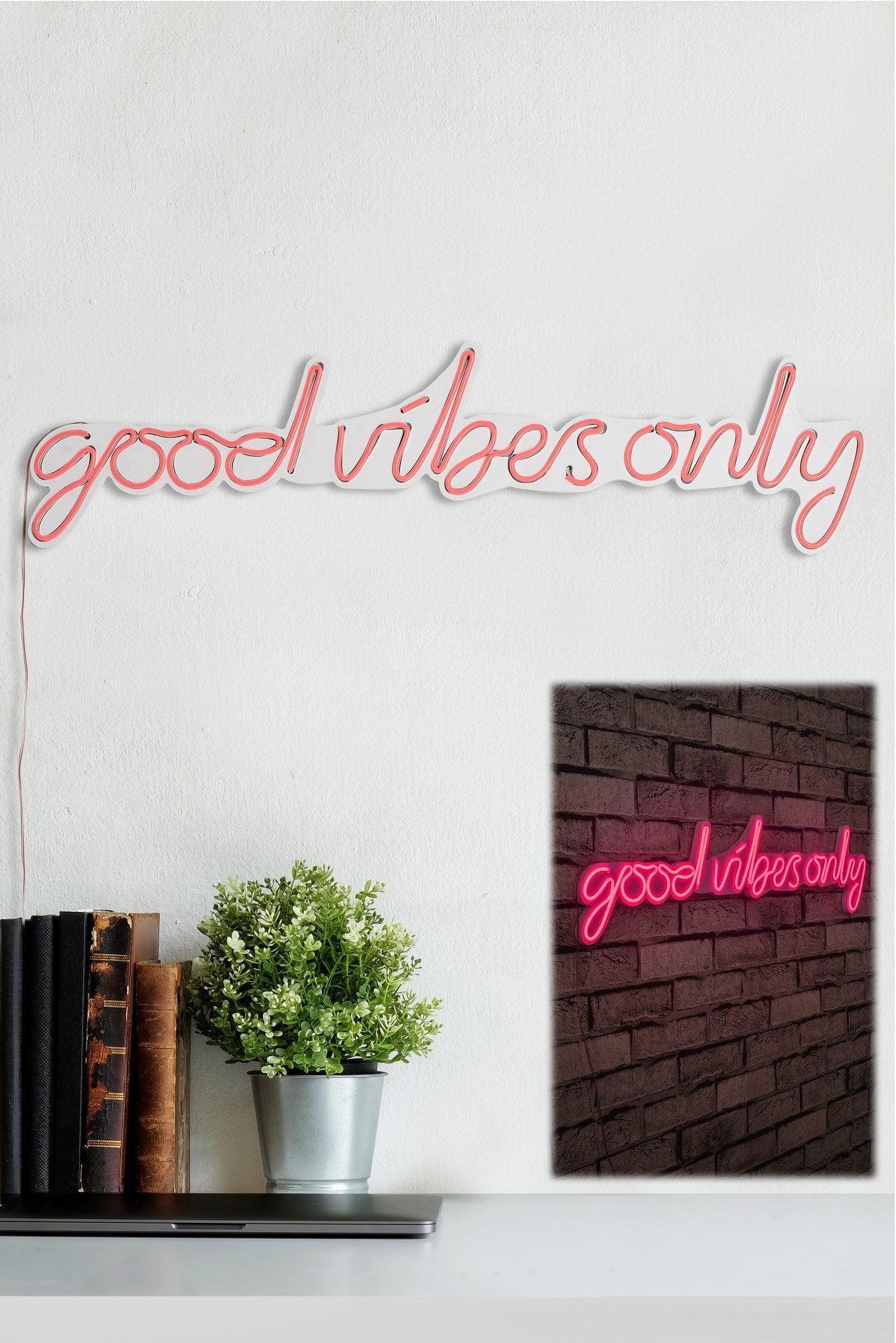 lastična zidna dekoracija s LED rasvjetom, Good Vibes Only - Pink | AG-vitahome.hr