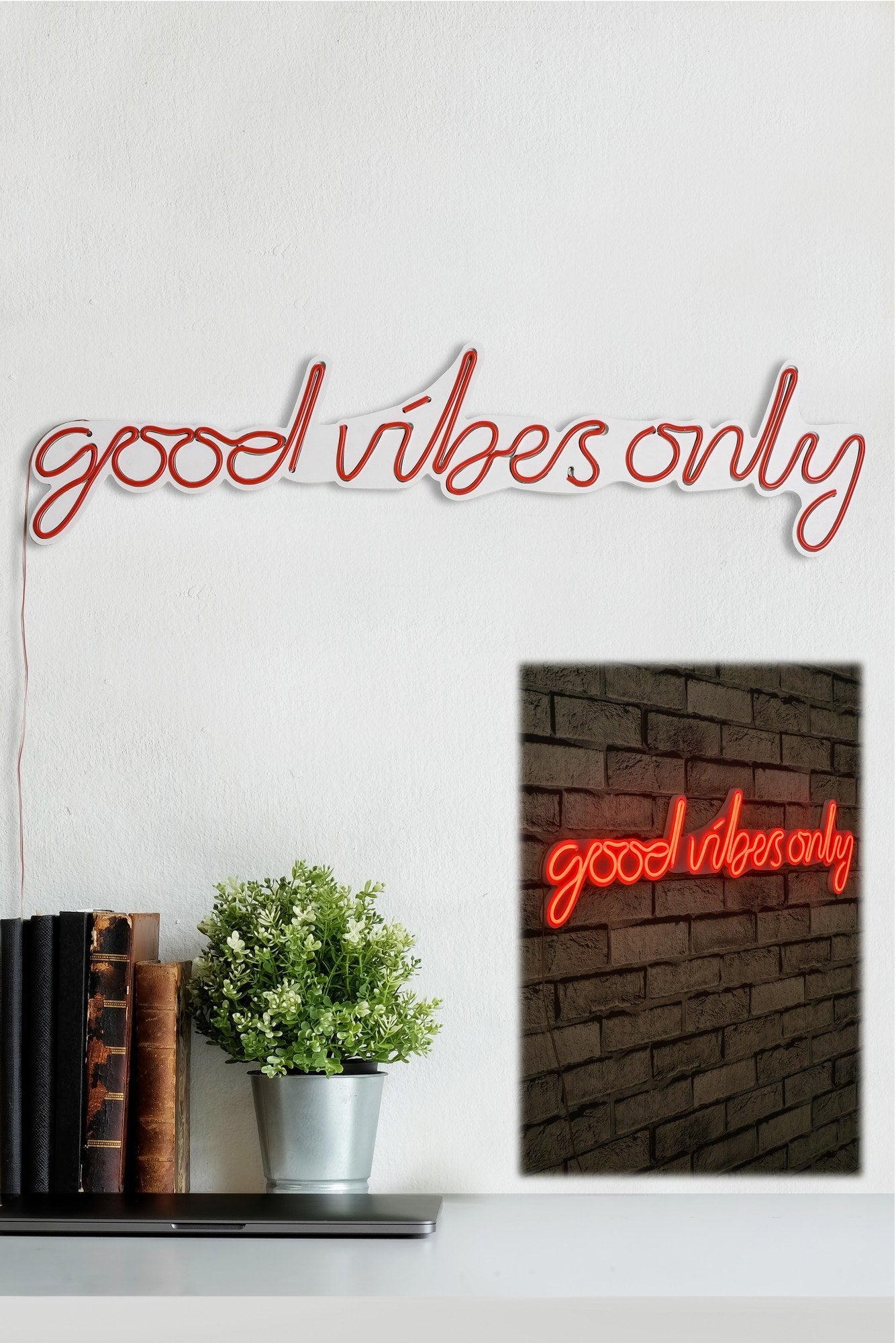 lastična zidna dekoracija s LED rasvjetom, Good Vibes Only - Red | AG-vitahome.hr
