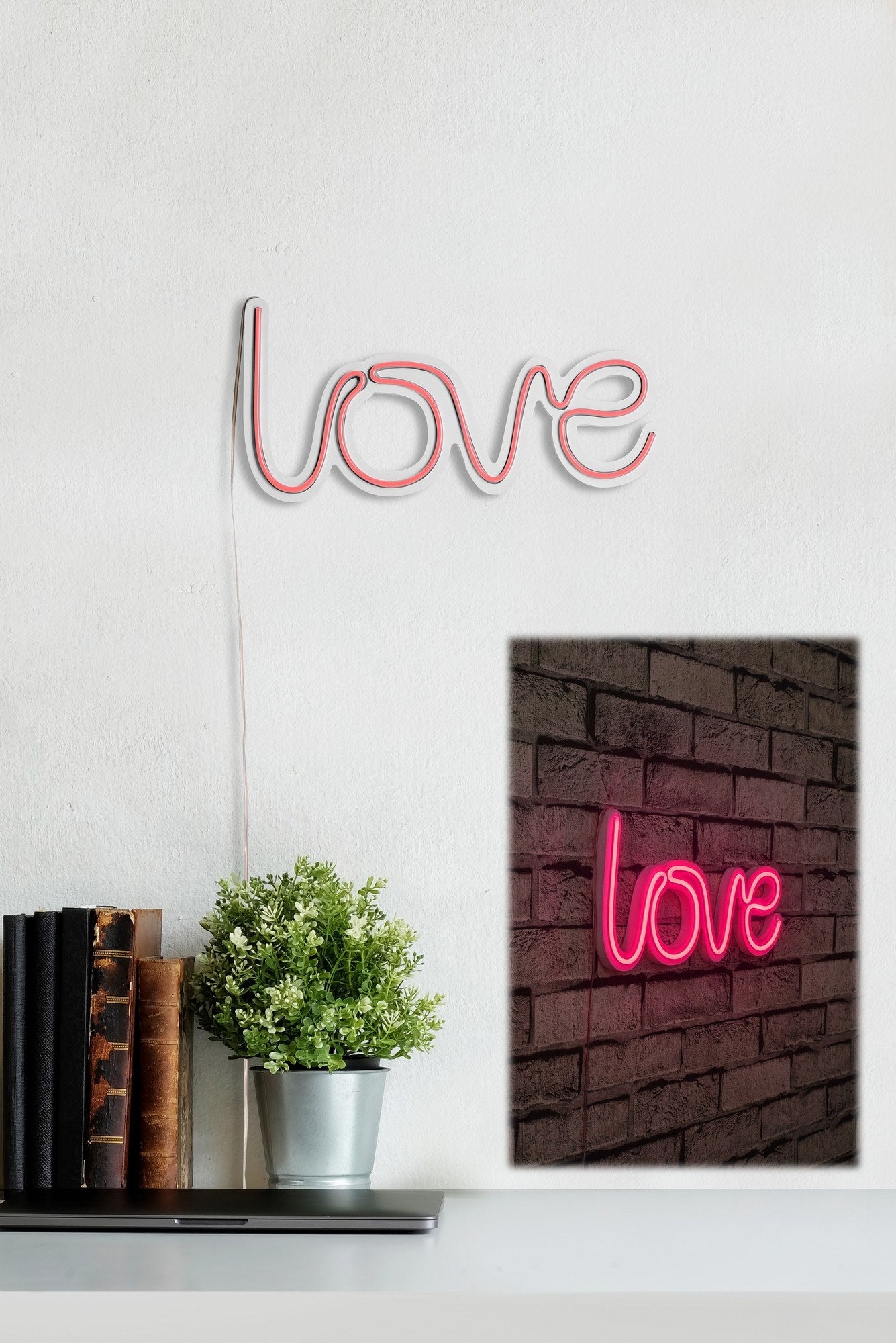lastična zidna dekoracija s LED rasvjetom, Love - Pink | AG-vitahome.hr