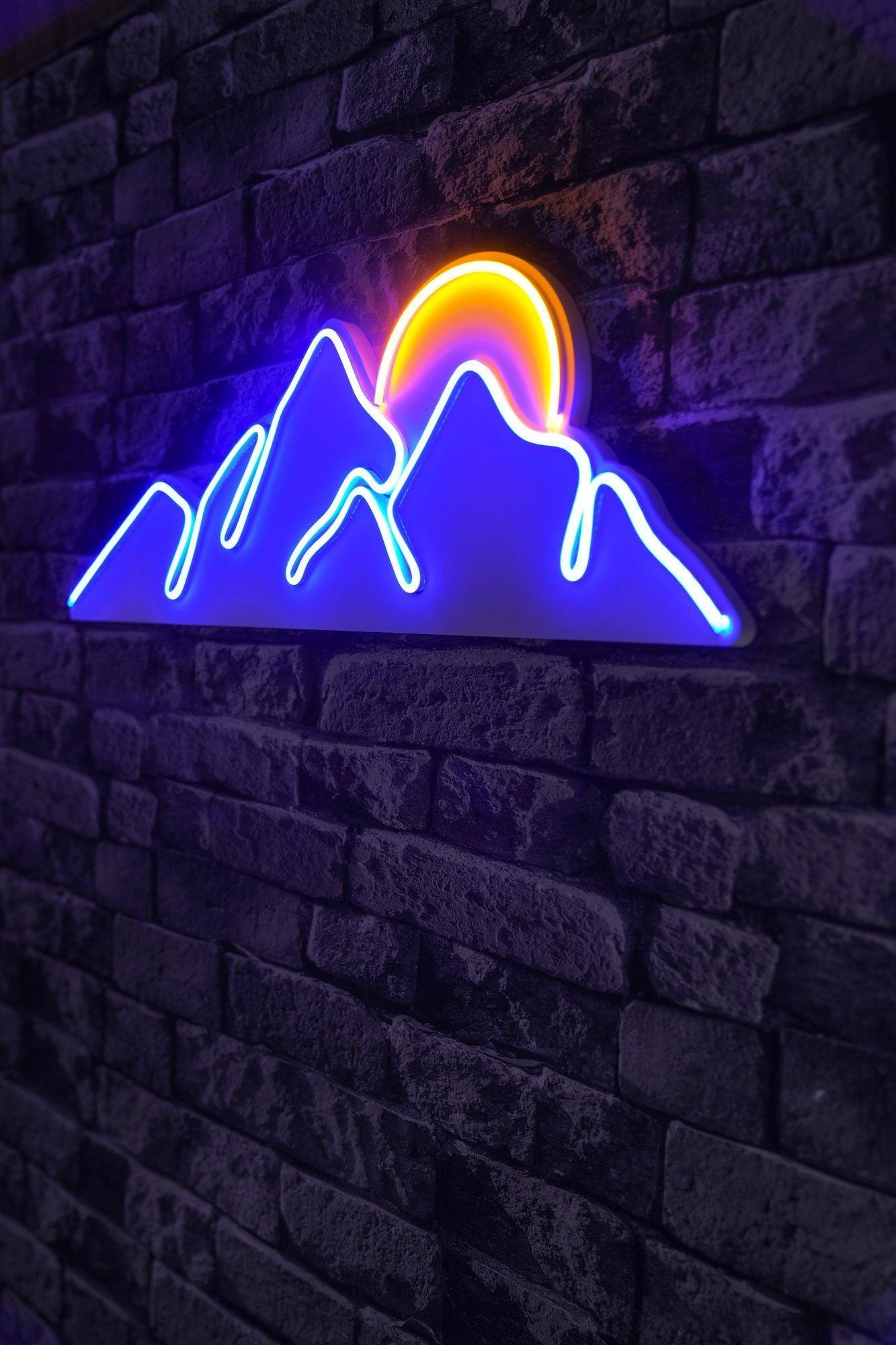 lastična zidna dekoracija s LED rasvjetom, Mountain - Blue - Yellow | AG-vitahome.hr