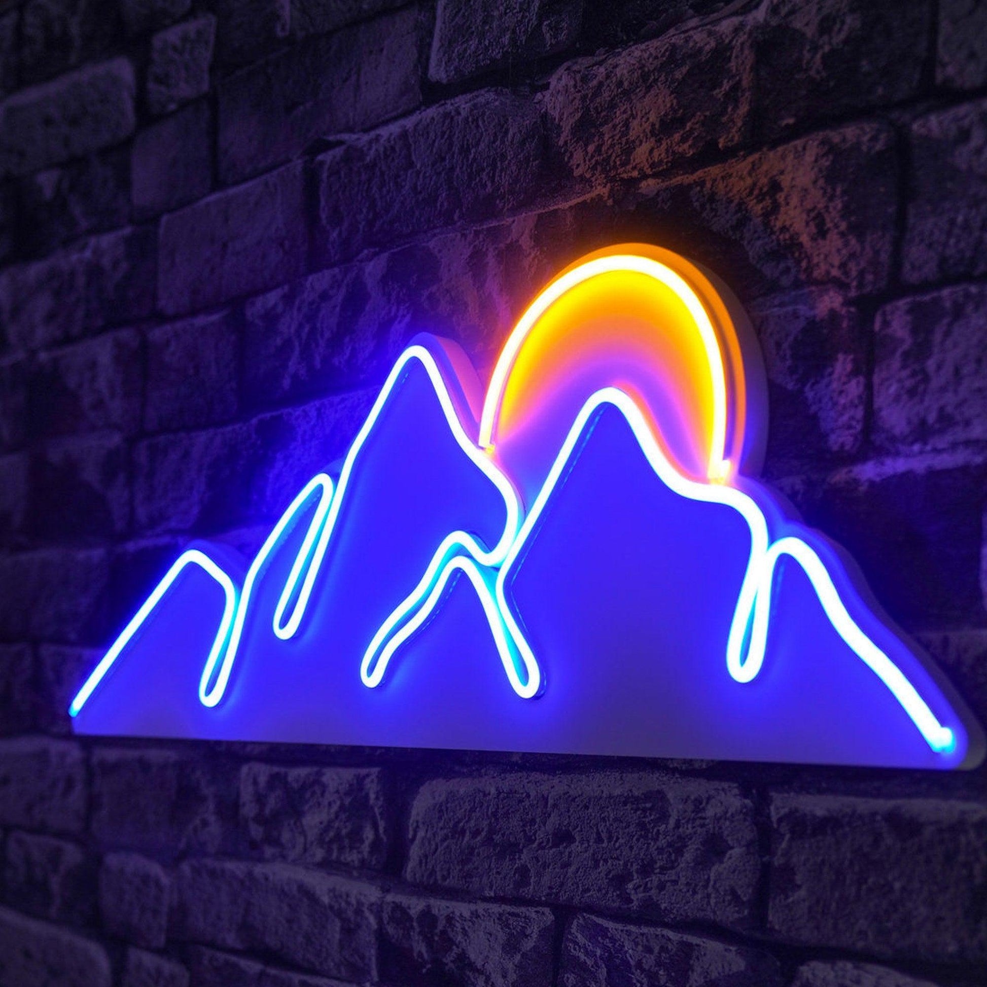 lastična zidna dekoracija s LED rasvjetom, Mountain - Blue - Yellow | AG-vitahome.hr
