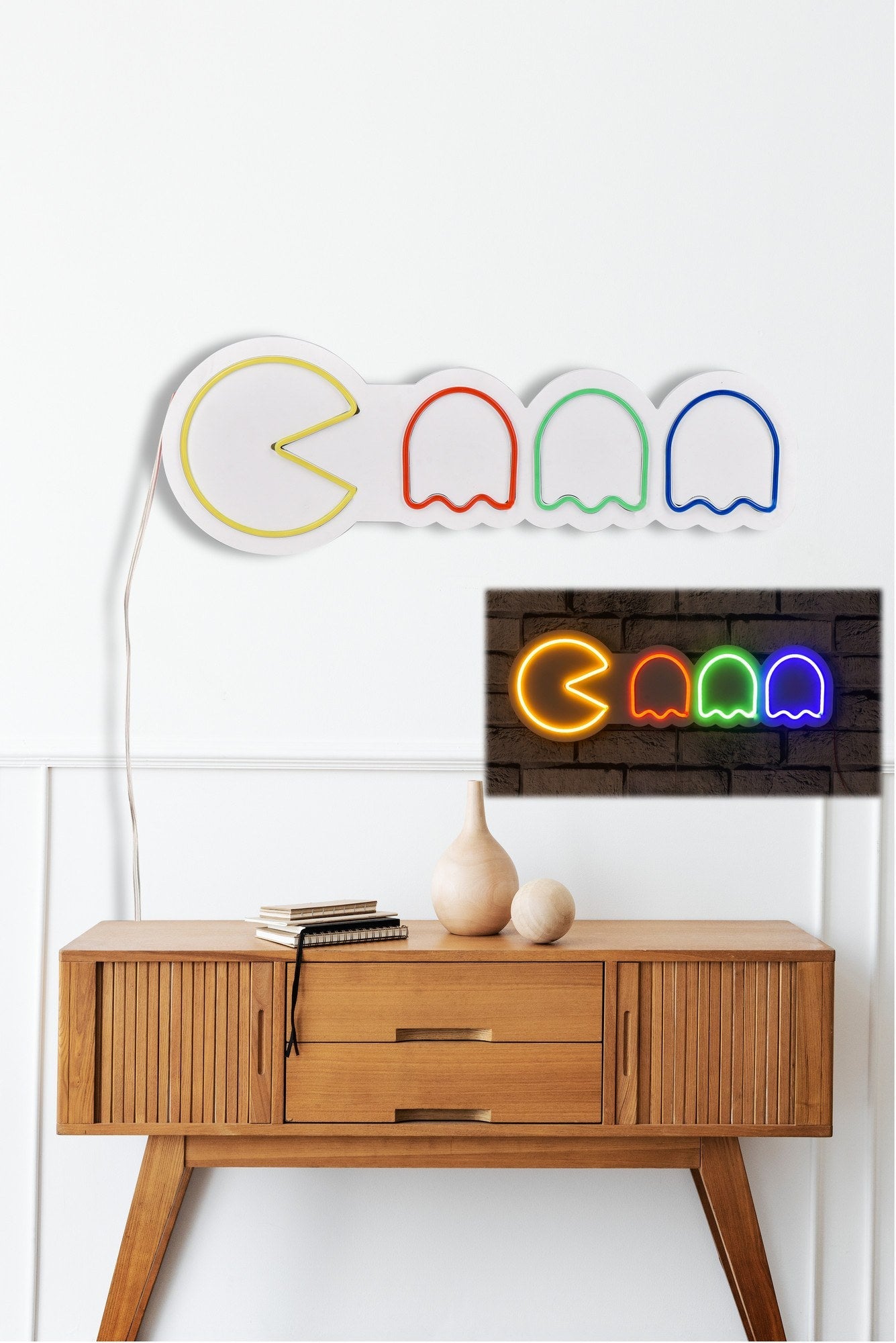lastična zidna dekoracija s LED rasvjetom, Pacman - Multicolor | AG-vitahome.hr