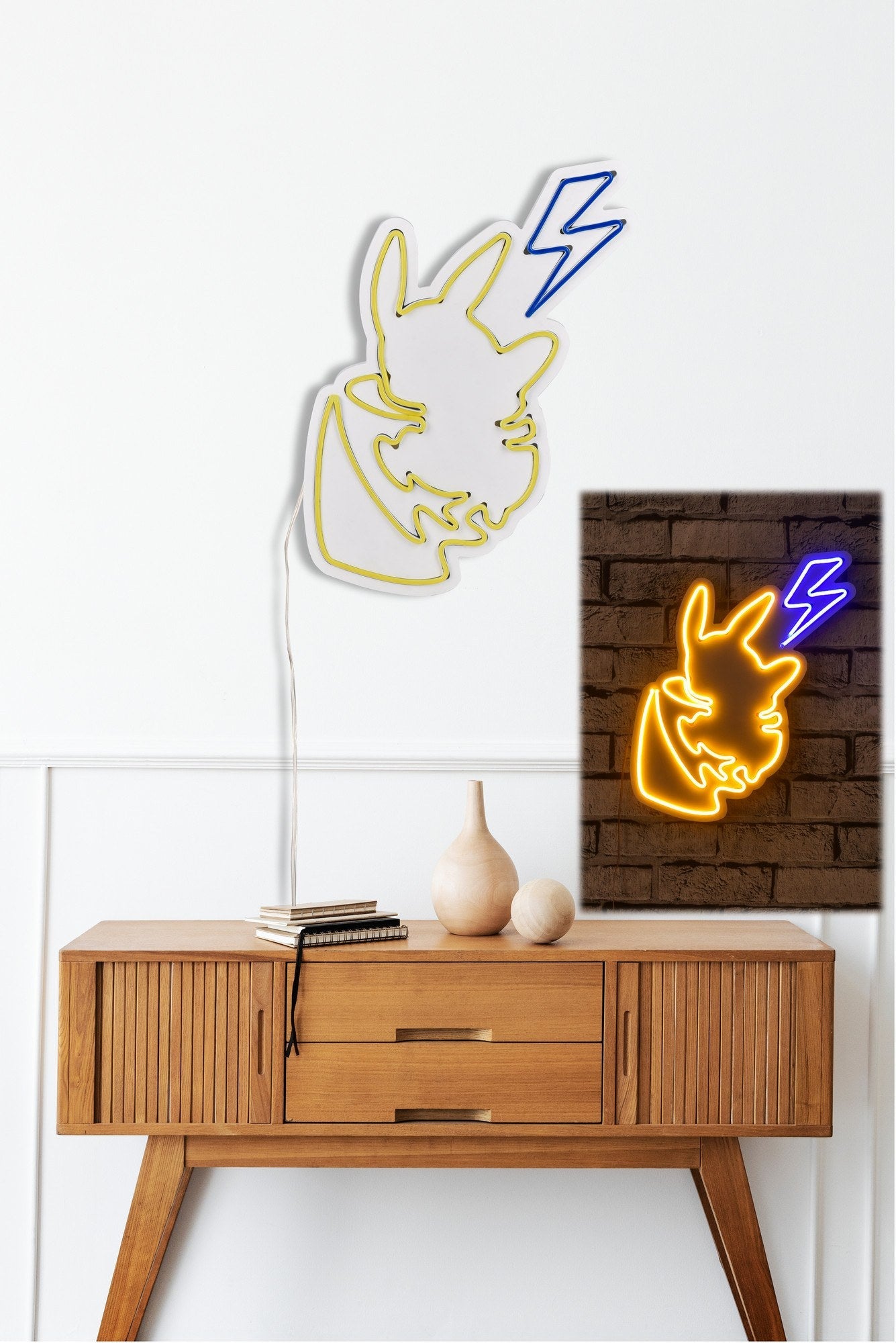 lastična zidna dekoracija s LED rasvjetom, Pikachu - Yellow Blue | AG-vitahome.hr