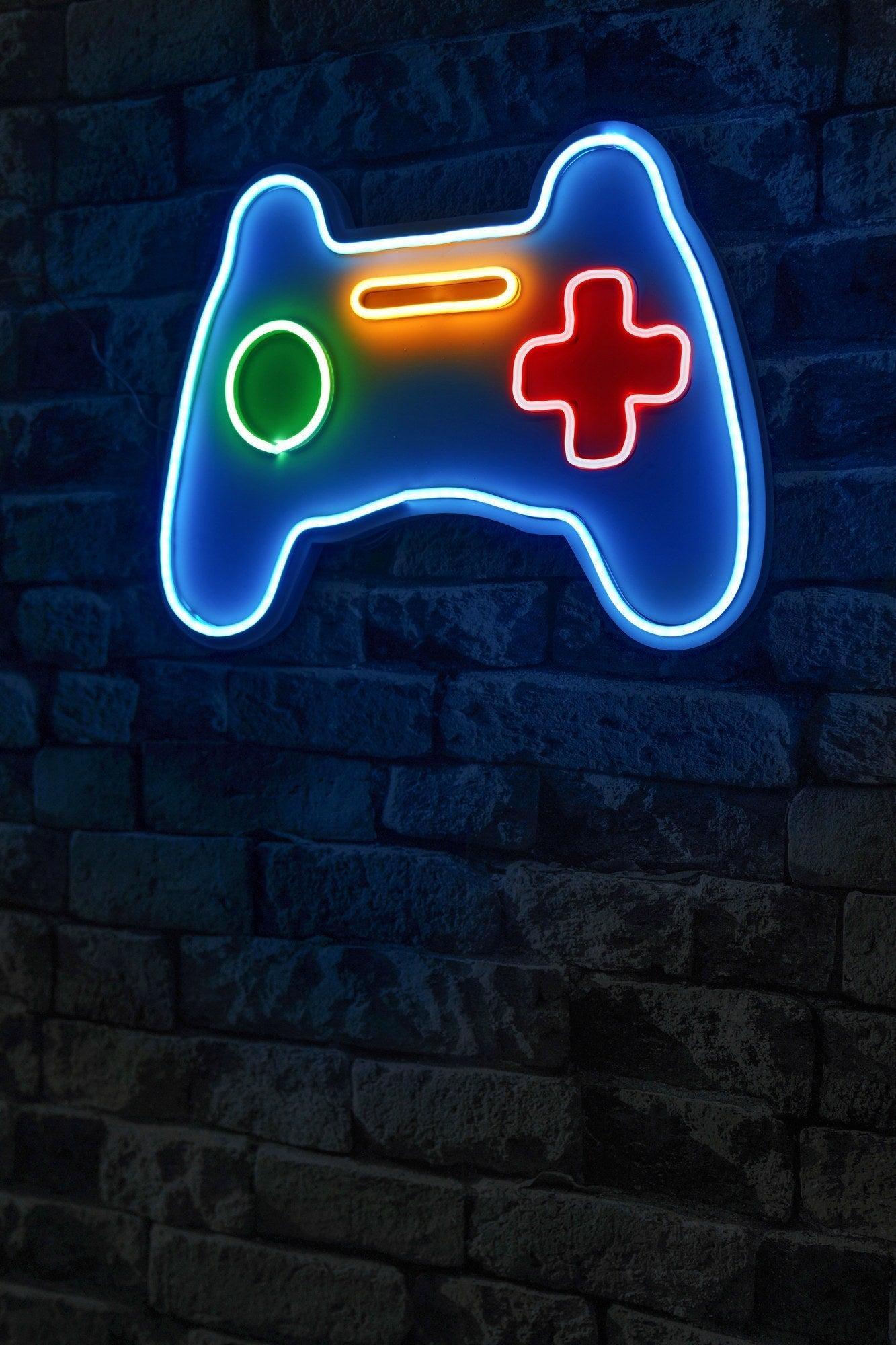 lastična zidna dekoracija s LED rasvjetom, Play Station Gaming Controller - Blue | AG-vitahome.hr
