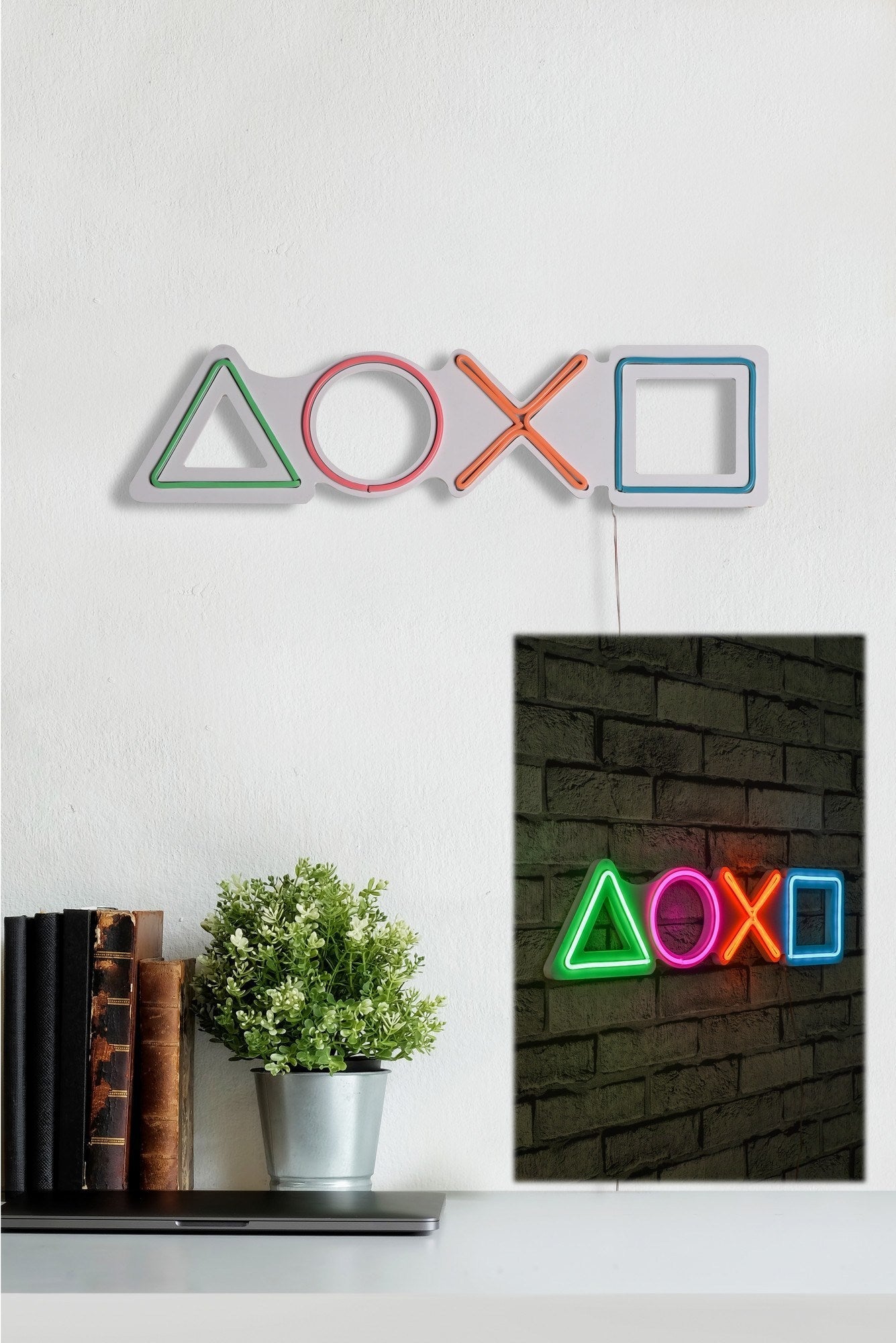 lastična zidna dekoracija s LED rasvjetom, Play Station - Multicolor | AG-vitahome.hr