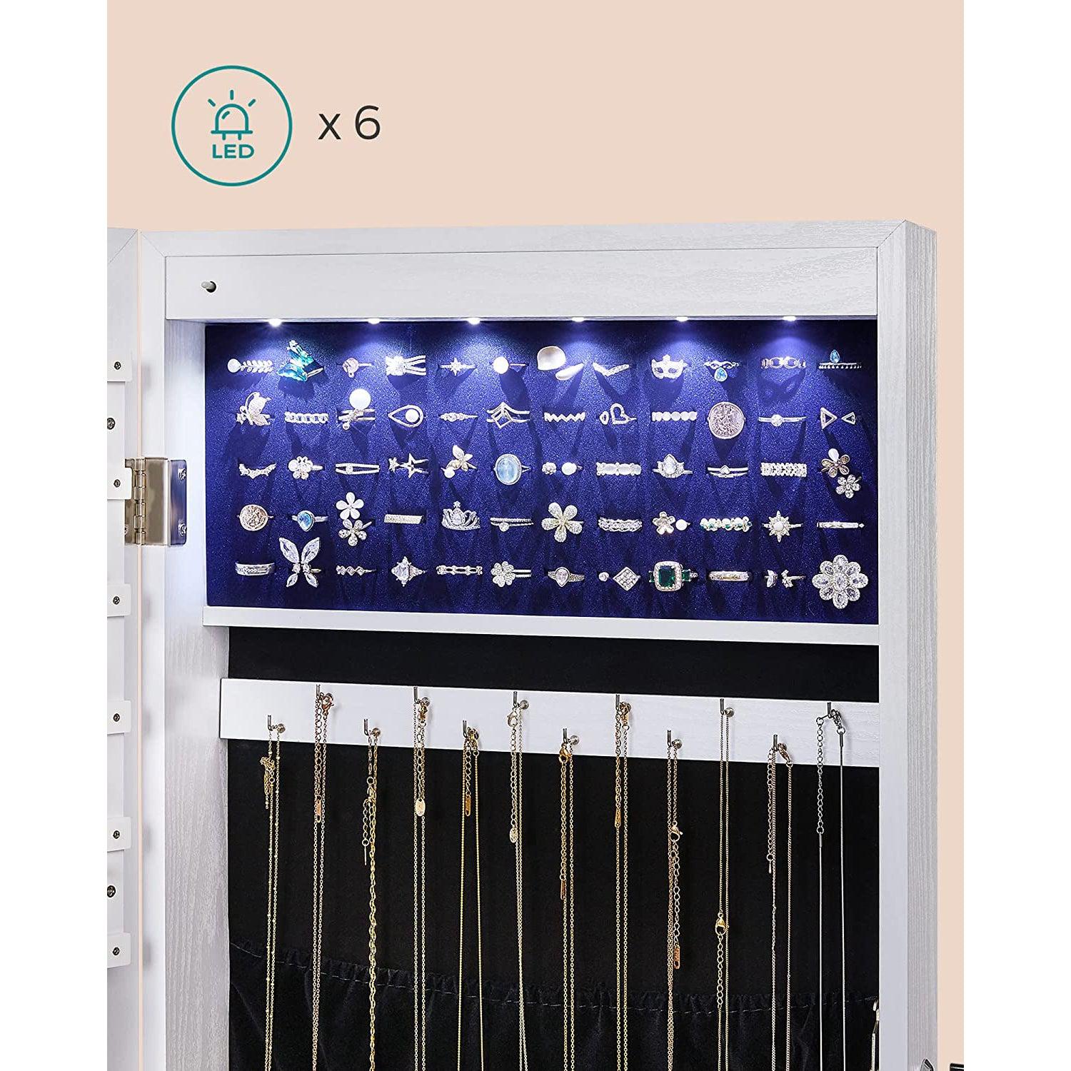 LED držač za nakit može se postaviti na zid ili vrata 37 x 108 x 9,3 cm | SONGMICS-vitahome.hr