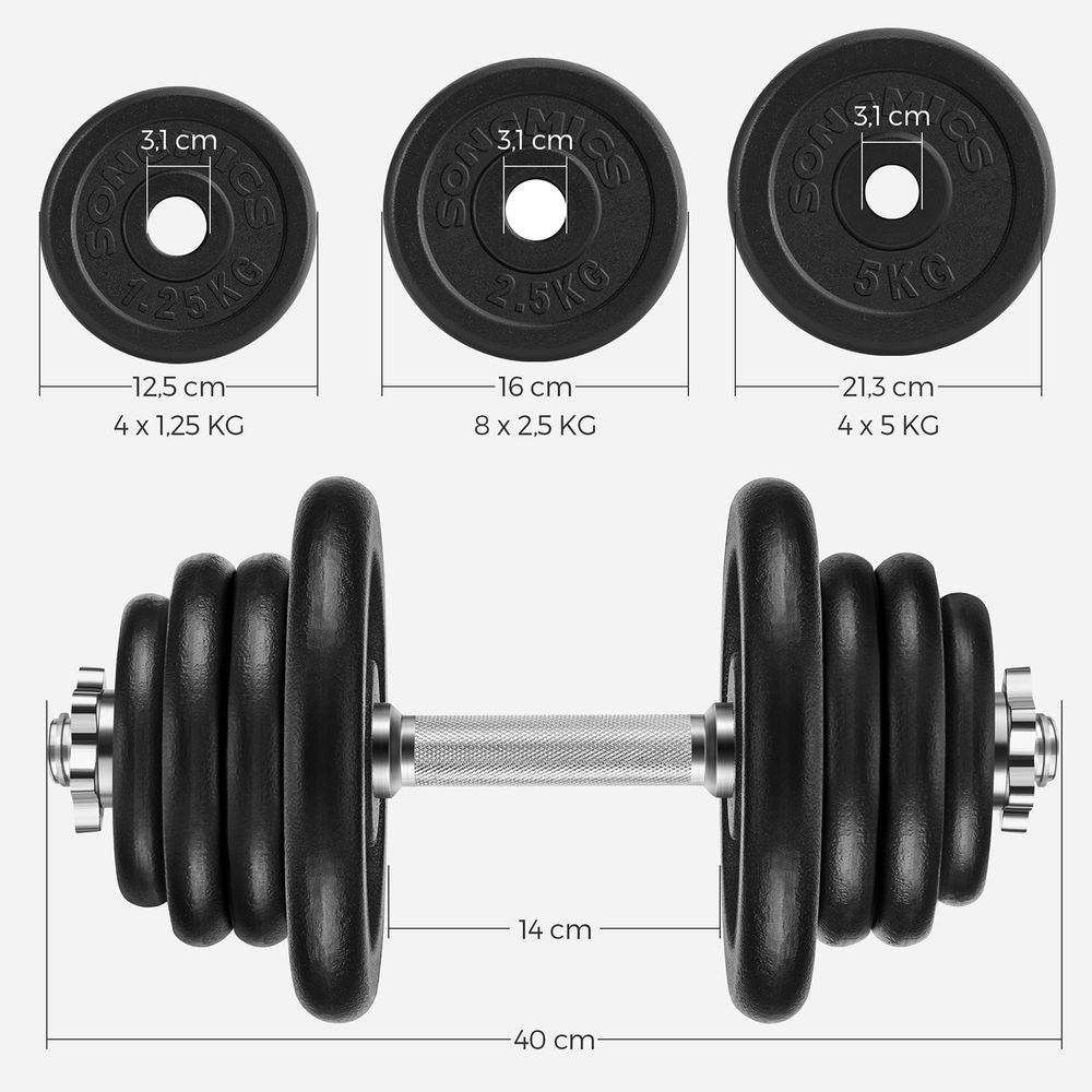 Lijevana željezna ručna utega, 25 kg, crna | SONGMICS-vitahome.hr