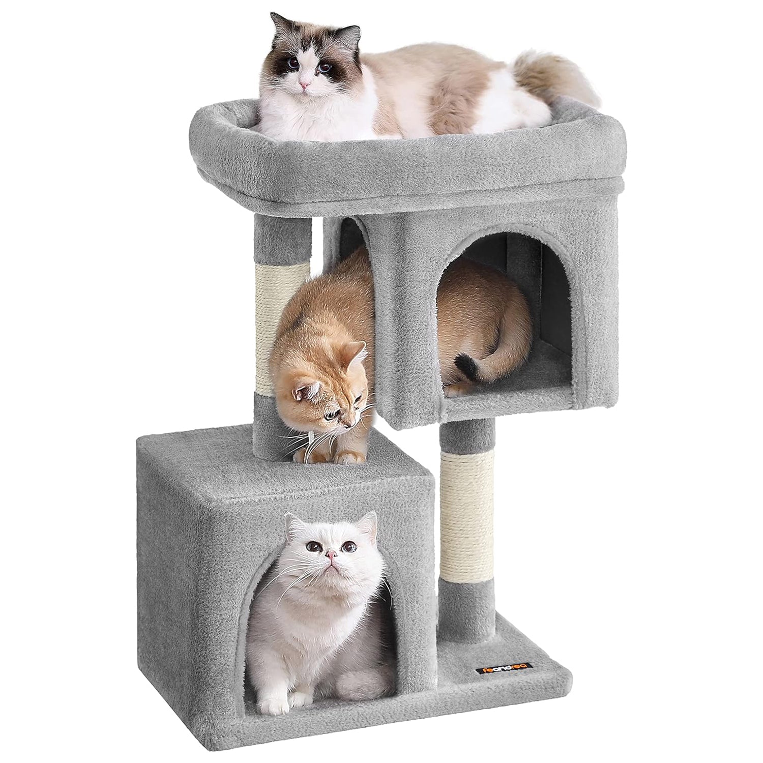 Mačji toranj visine 74 cm, 2 mačje špilje, grebalica, svijetlo sive boje | FEANDREA | FEANDREA-vitahome.hr