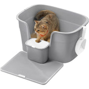 Mačji WC, kutija za mačji pijesak, 64 × 76 × 33 cm, siva | FEANDREA-FEANDREA-Vita Home