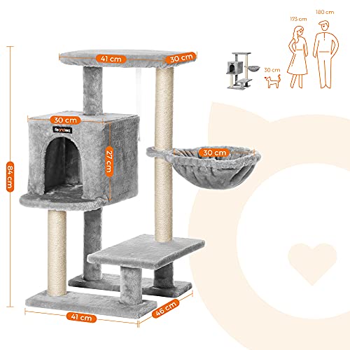 Macska kaparóafa, kis macska ház 84 cm, világosszürke-FEANDREA-Vita Home
