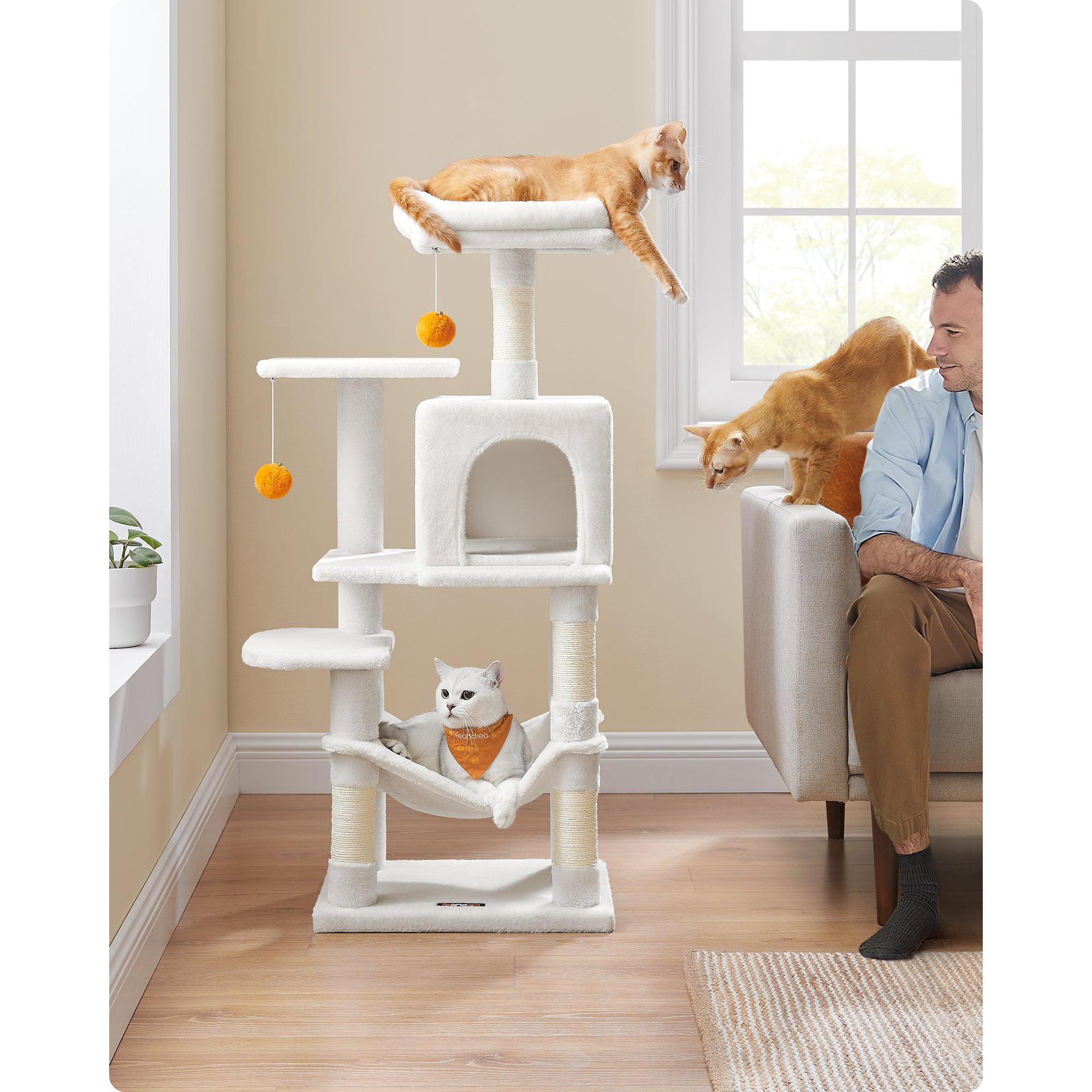 Macska kaparófa, 112 cm-es macska torony kilátóval, krémfehér-FEANDREA-Vita Home