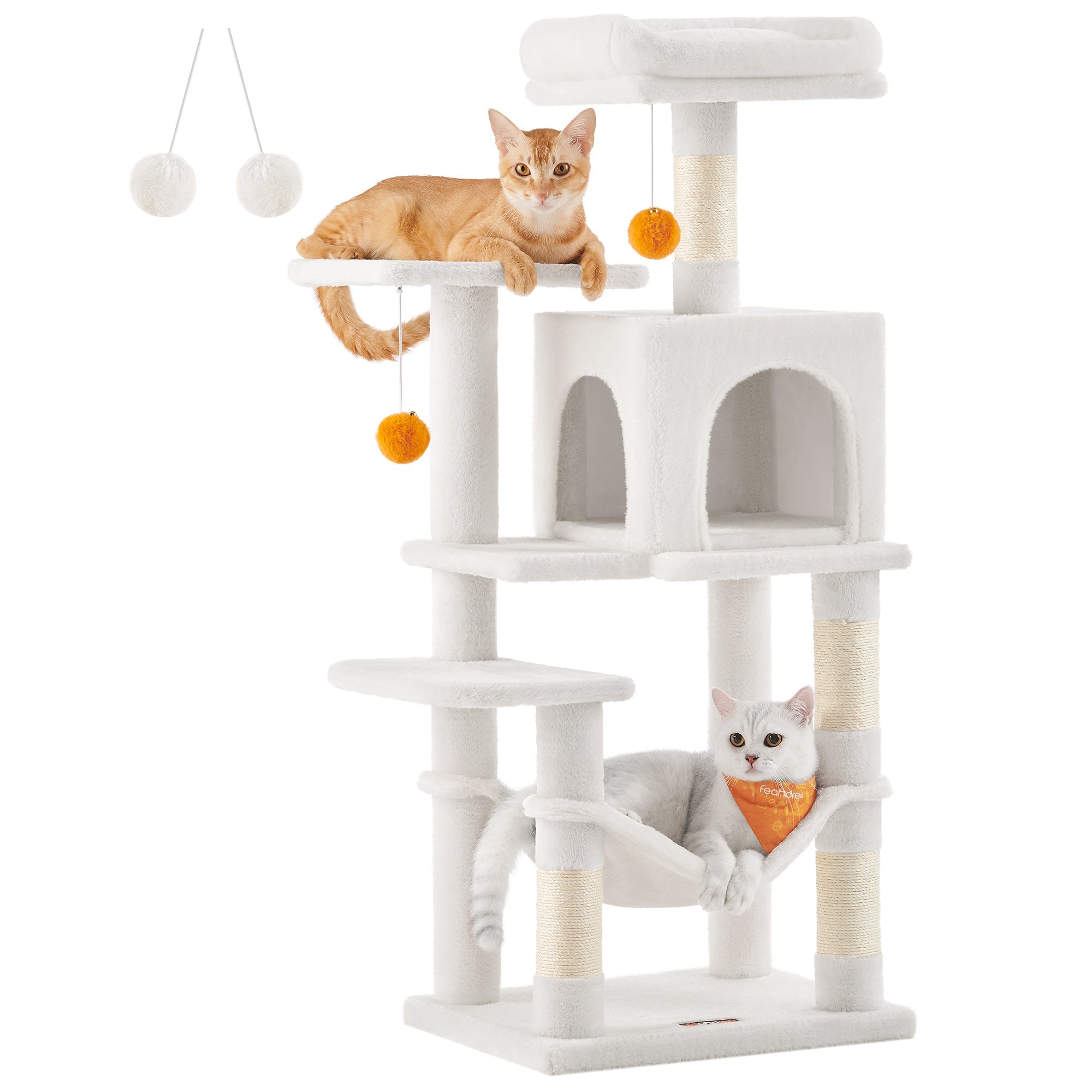 Macska kaparófa, 112 cm-es macska torony kilátóval, krémfehér-FEANDREA-Vita Home