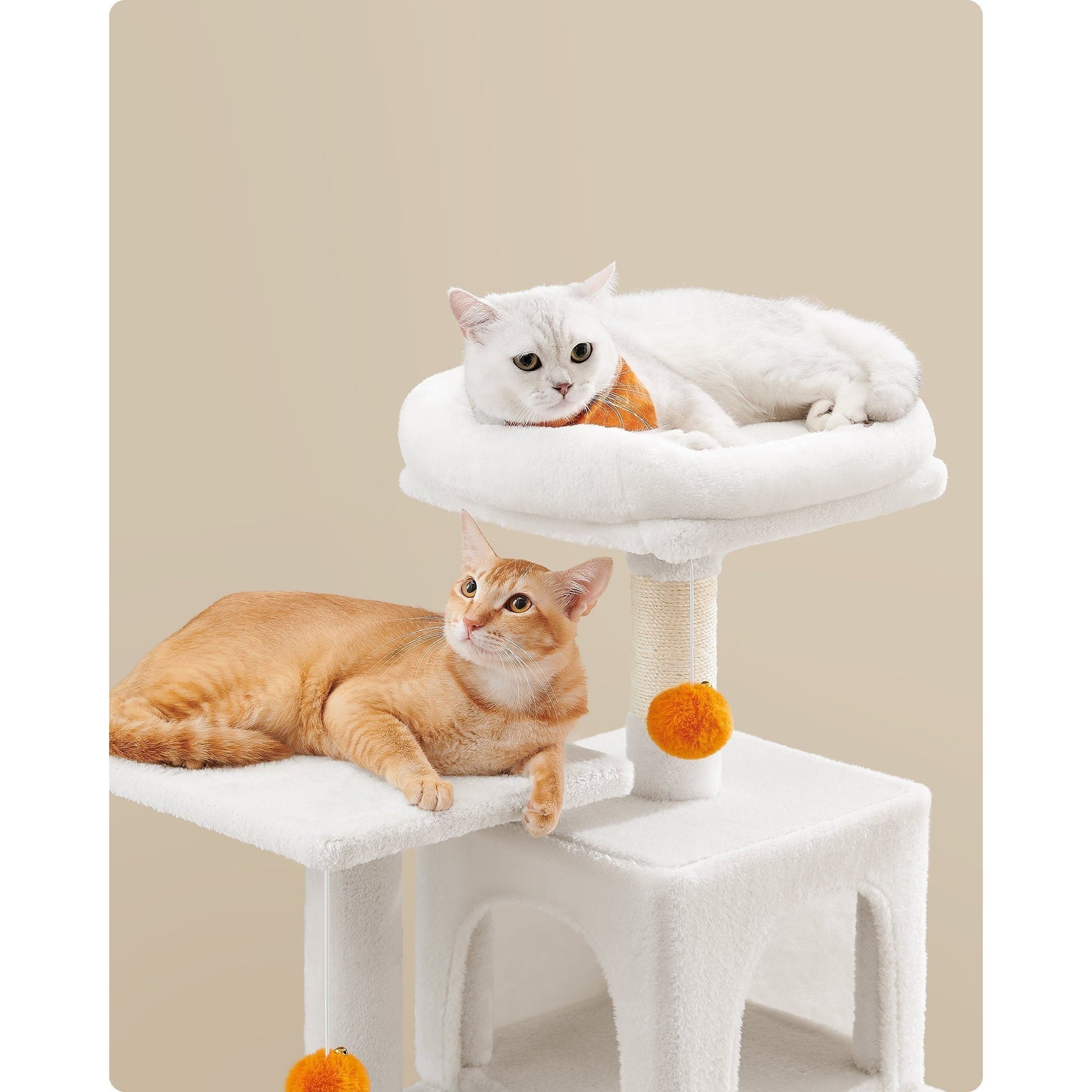 Macska kaparófa, 112 cm-es macska torony kilátóval, krémfehér-FEANDREA-Vita Home