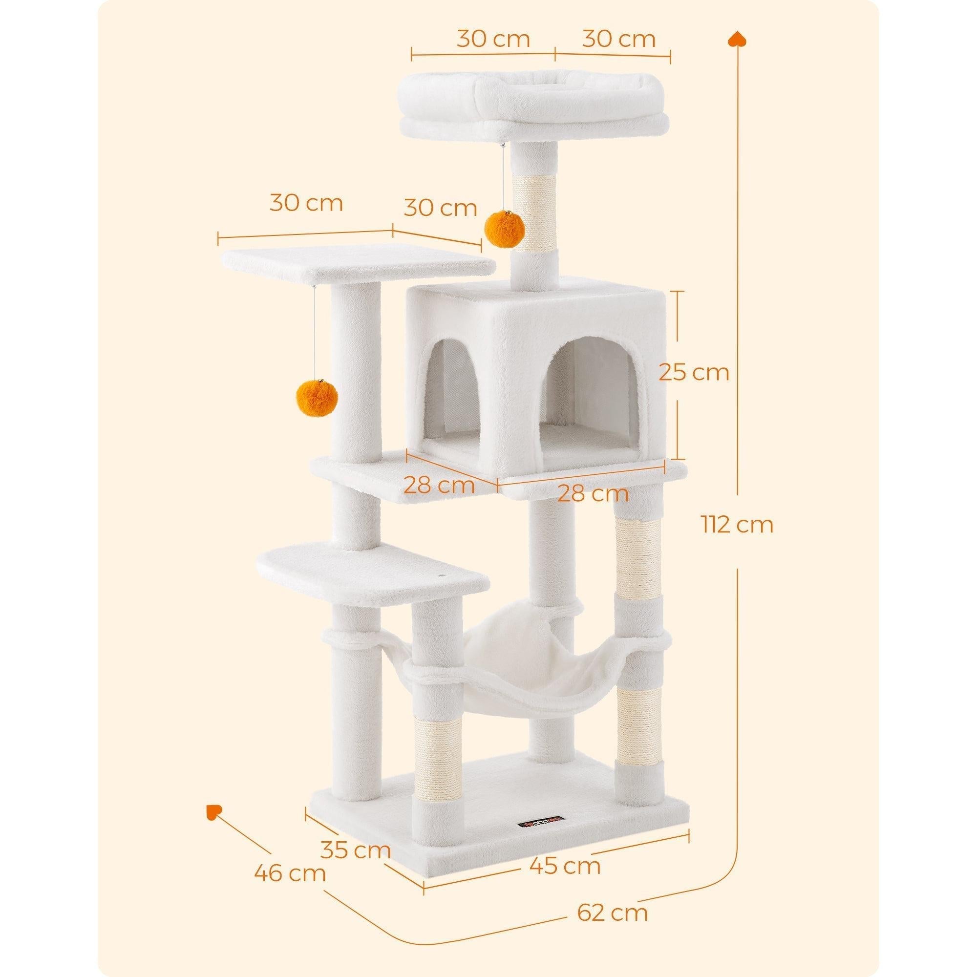 Macska kaparófa, 112 cm-es macska torony kilátóval, krémfehér-FEANDREA-Vita Home