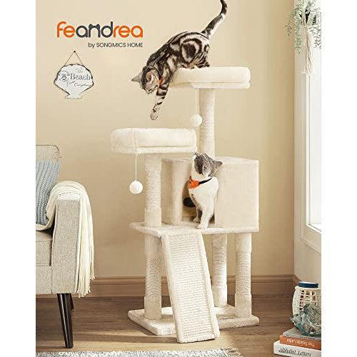 Macska kaparófa, 115 cm macskalakás kaparó rámpával, bézs-FEANDREA-Vita Home