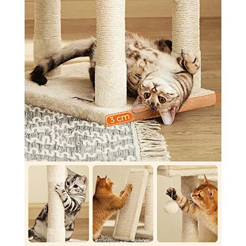 Macska kaparófa, 115 cm macskalakás kaparó rámpával, bézs-FEANDREA-Vita Home