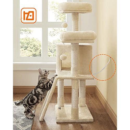 Macska kaparófa, 115 cm macskalakás kaparó rámpával, bézs-FEANDREA-Vita Home
