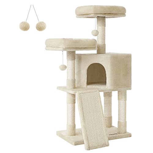 Macska kaparófa, 115 cm macskalakás kaparó rámpával, bézs-FEANDREA-Vita Home
