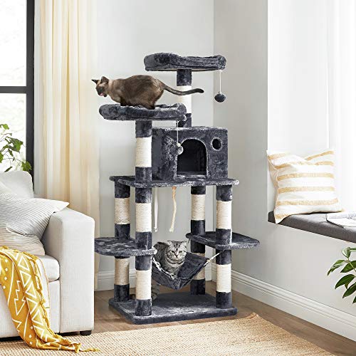 Macska kaparófa pomponokkal, Macskatorony 150 cm, füstszürke-FEANDREA-Vita Home