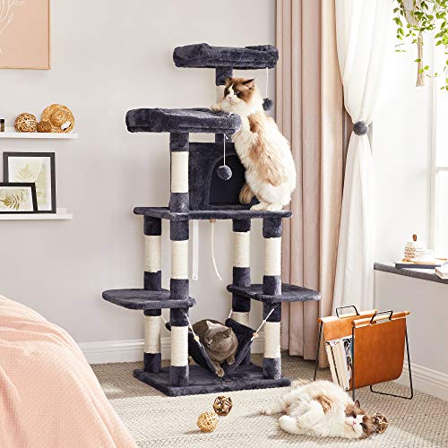 Macska kaparófa pomponokkal, Macskatorony 150 cm, füstszürke-FEANDREA-Vita Home