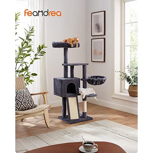 Macska kaparóoszlop, többszintes 135 cm kis macska kaparófa, sötétszürke-FEANDREA-Vita Home