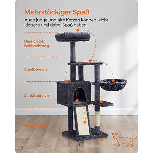 Macska kaparóoszlop, többszintes 135 cm kis macska kaparófa, sötétszürke-FEANDREA-Vita Home