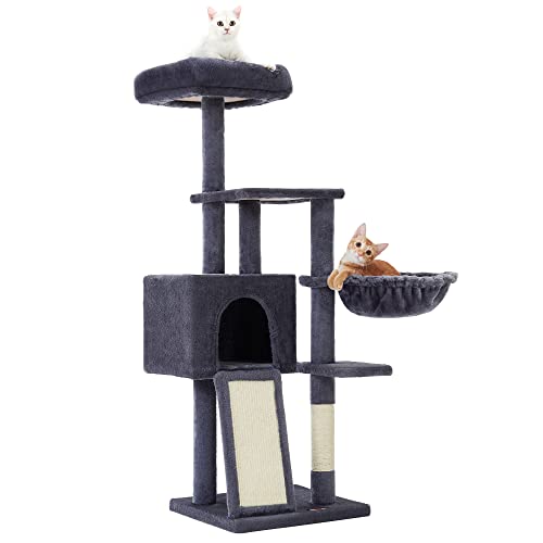 Macska kaparóoszlop, többszintes 135 cm kis macska kaparófa, sötétszürke-FEANDREA-Vita Home