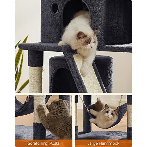 Macskakaparó oszlop, macskaház 2 barlanggal 155 cm füstszürke-FEANDREA-Vita Home