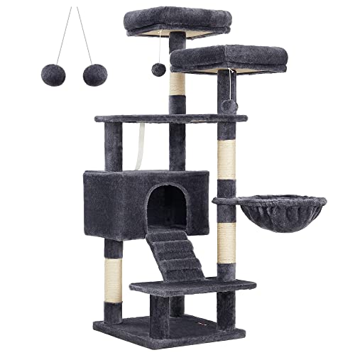 Macskakaparófa, macska játszó torony 142 cm, macskabútor, füstszürke-FEANDREA-Vita Home
