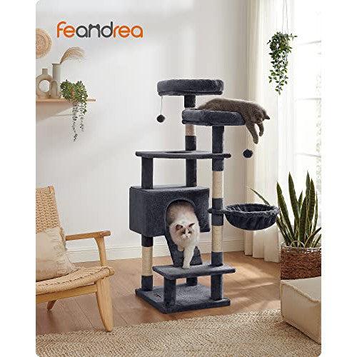Macskakaparófa, macska játszó torony 142 cm, macskabútor, füstszürke-FEANDREA-Vita Home