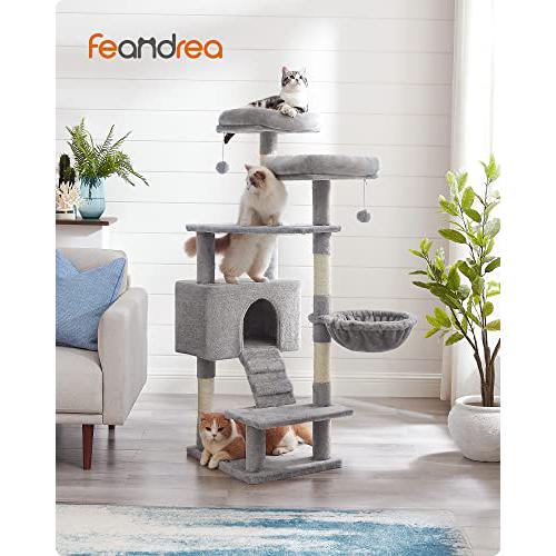 Macskakaparófa, macska torony 142 cm, macskabútor, világosszürke-FEANDREA-Vita Home