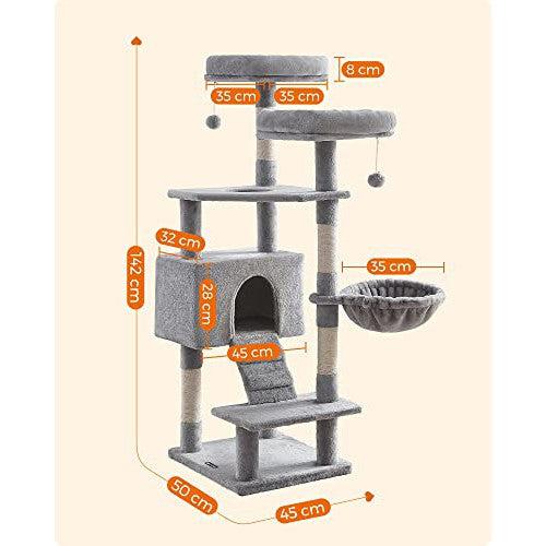 Macskakaparófa, macska torony 142 cm, macskabútor, világosszürke-FEANDREA-Vita Home