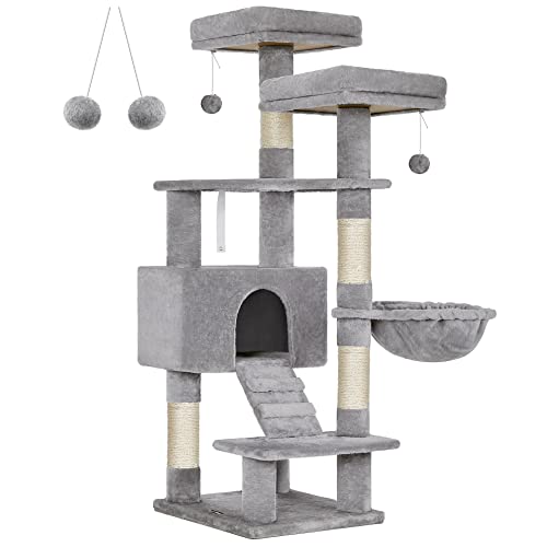 Macskakaparófa, macska torony 142 cm, macskabútor, világosszürke-FEANDREA-Vita Home
